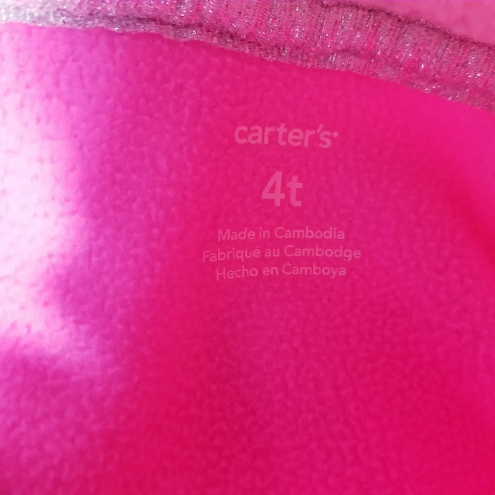 CARTERS GIRL BUTTON DOWN FLEECE HOODIE PINK WITH SILVER HEART 4T